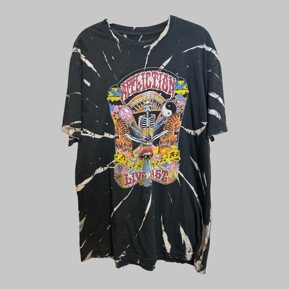 Affliction Live Fast Y2K Mens Grunge Gothic Rock Distressed Biker T Shirt L - Picture 1 of 11